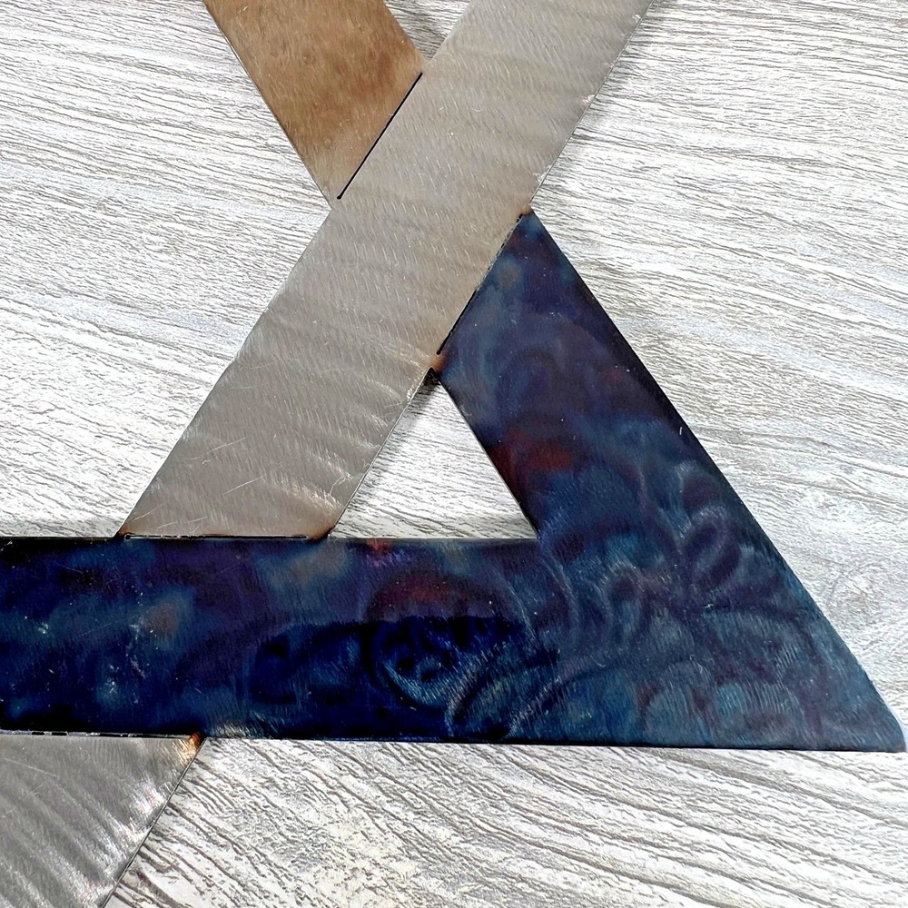 Star of David Wall Art 12" x 12" Polished Textured Jeweled Carbon Steel 2010 - Picture 6 of 12